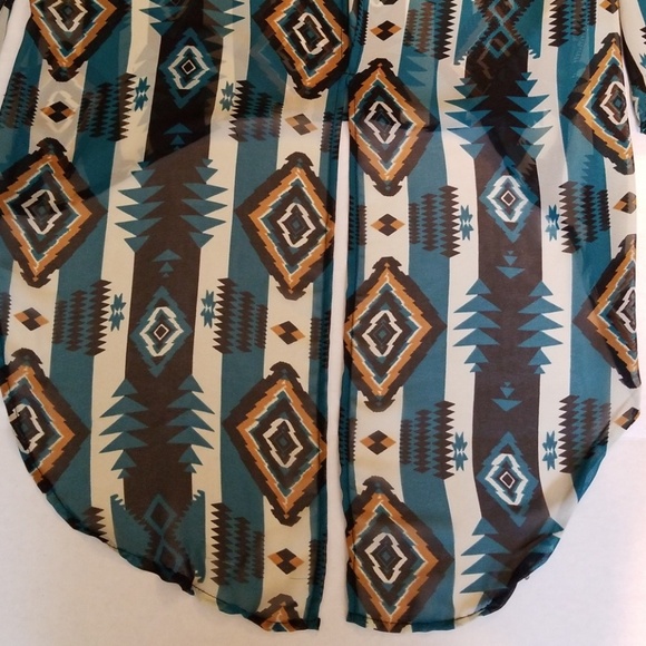 Mimx Aztec High-low Sheer Top - Picture 3 of 6